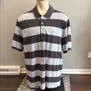 Lacoste Men’s 8/3XL Vintage Washed Gray Polo Shirt Classic Stripes